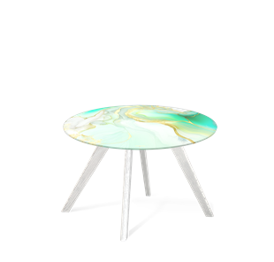 Круглый столик SHT-S39 / SHT-TT32 60 стекло/МДФ (лазурно голубой/белый/патина серебро) в Тюмени