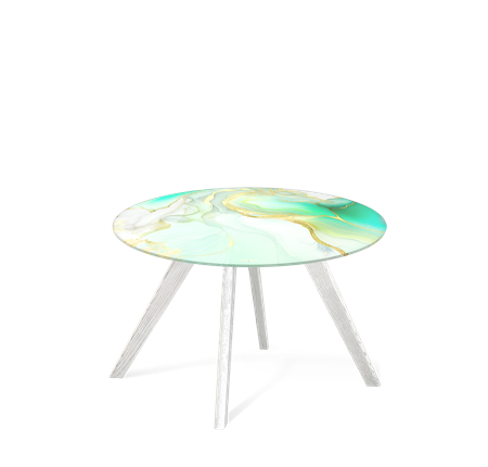 Круглый столик SHT-S39 / SHT-TT32 60 стекло/МДФ (лазурно голубой/белый/патина серебро) в Тюмени - изображение