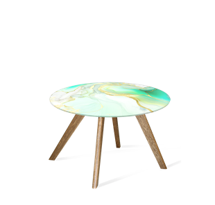 Круглый столик SHT-S39 / SHT-TT32 60 стекло/МДФ (лазурно голубой/брашированный коричневый) в Тюмени - предосмотр