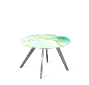 Круглый столик SHT-S39 / SHT-TT32 60 стекло/МДФ (лазурно голубой/серый) в Тюмени