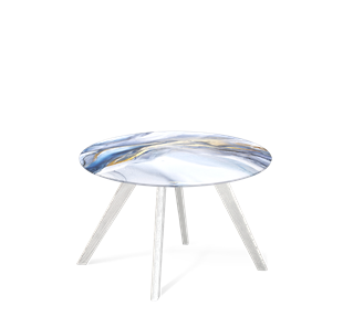Стол круглый SHT-S39 / SHT-TT32 60 стекло/МДФ (млечный путь/белый/патина серебро) в Тюмени