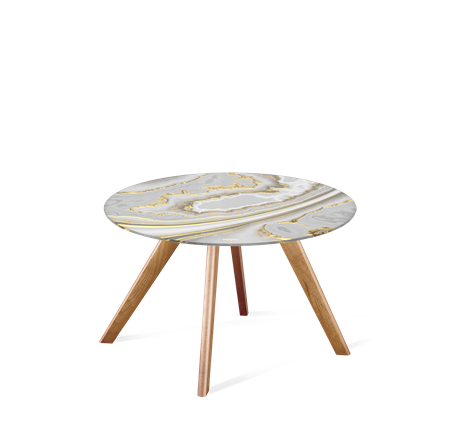 Круглый столик SHT-S39 / SHT-TT32 60 стекло/МДФ (золотистый пепел/светлый орех) в Заводоуковске - изображение