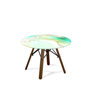 Круглый столик SHT-S70 / SHT-TT32 60 стекло/МДФ (лазурно голубой/темный орех/черный муар) в Тюмени