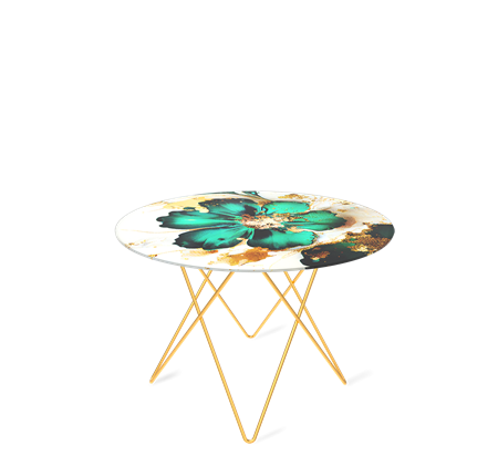 Стол круглый SHT-TU37 / SHT-TT32 60 стекло/МДФ (малахитово зеленый/золото) в Тюмени - изображение