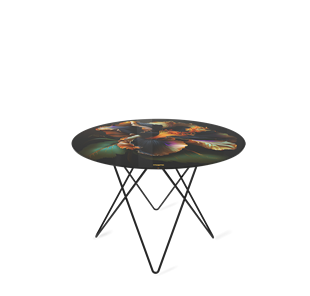 Круглый столик SHT-TU37 / SHT-TT32 60 стекло/МДФ (ночной цветок/черный муар) в Тюмени