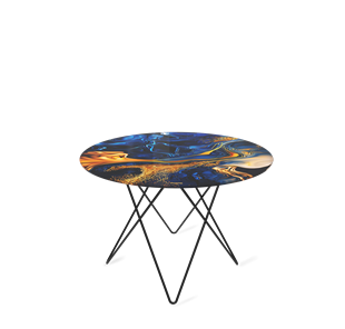 Круглый стол SHT-TU37 / SHT-TT32 60 стекло/МДФ (синий сапфир/черный муар) в Тюмени