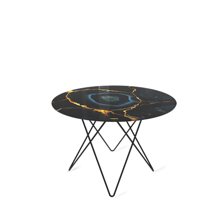 Круглый стол SHT-TU37 / SHT-TT32 60 стекло/МДФ (титановый кварц/черный муар) в Тюмени - изображение