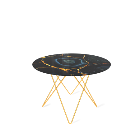Круглый столик SHT-TU37 / SHT-TT32 60 стекло/МДФ (титановый кварц/золото) в Тюмени - изображение