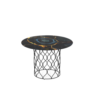 Круглый столик SHT-TU49 / SHT-TT32 60 стекло/МДФ (титановый кварц/черный муар) в Тюмени - предосмотр