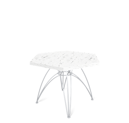 Шестигранный столик SHT-S112 / SHT-ТT20 60 ЛДСП (мрамор каррара белый/хром лак) в Заводоуковске - изображение