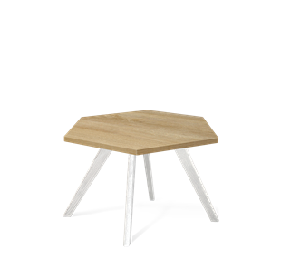 Шестигранный столик SHT-S39 / SHT-ТT20 60 ЛДСП (дуб песочный/белый/патина серебро) в Тюмени