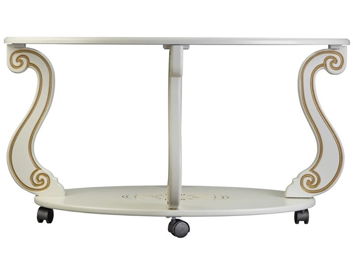 Стеклянный стол Овация-С, на колесах, слоновая кость-золото в Тюмени - изображение 1
