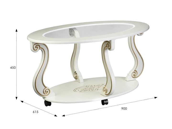 Стеклянный стол Овация-С, на колесах, слоновая кость-золото в Заводоуковске - изображение 5