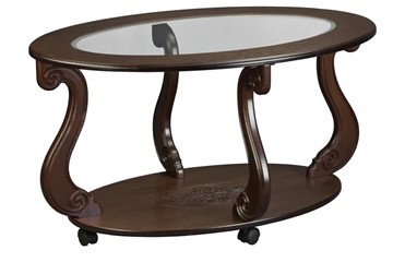 Стеклянный столик Овация-С, на колесах, темно-коричневый в Тюмени