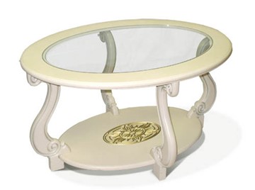 Стеклянный столик в гостиную Овация-С, слоновая кость в Тюмени
