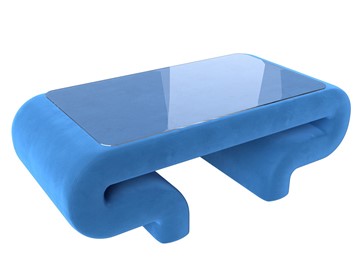 Стеклянный столик Волна, голубой (велюр) в Заводоуковске