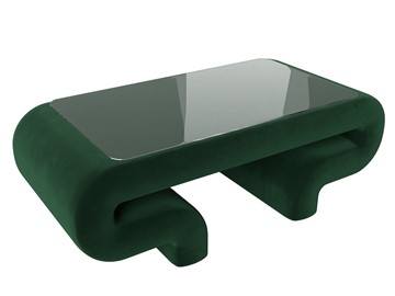 Стеклянный журнальный столик Волна, зеленый (велюр) в Тюмени