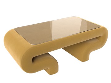 Стеклянный столик Волна, желтый (микровельвет) в Тюмени