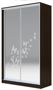 Шкаф 2-х створчатый 2200х1200х620 два зеркала, "Бабочки" ХИТ 22-12/2-66-05 Венге Аруба в Тюмени