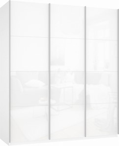 Шкаф Прайм (3 Белое стекло) 1800x570x2300, белый снег в Заводоуковске