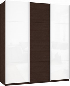 Шкаф-купе 3-х дверный Прайм (Белое стекло/ДСП/Белое стекло) 2100x570x2300, венге в Тюмени - предосмотр