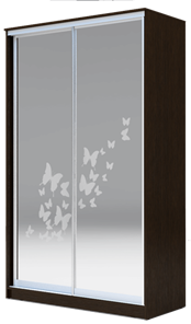 Шкаф 2-х дверный 2400х1200х420 два зеркала, "Бабочки" ХИТ 24-4-12-66-05 Венге Аруба в Тюмени