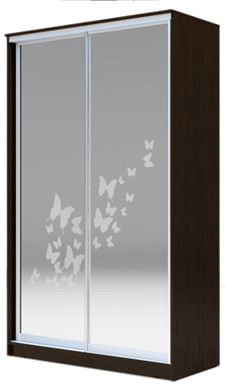 Шкаф-купе 2-х створчатый 2200х1682х420 два зеркала, "Бабочки" ХИТ 22-4-17-66-05 Венге Аруба в Тюмени - изображение
