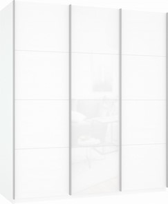 Шкаф-купе Прайм (ДСП/Белое стекло/ДСП) 1800x570x2300, белый снег в Тюмени - предосмотр