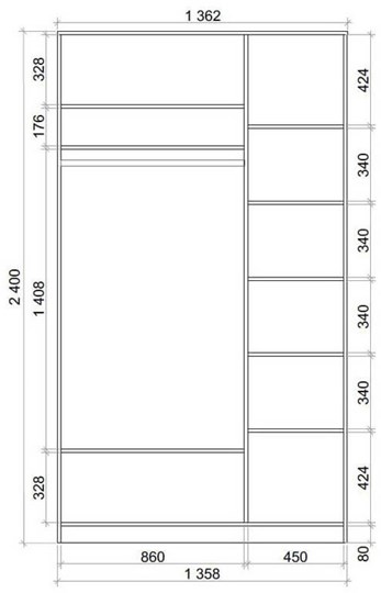 Шкаф двухстворчатый 2400х1362х620 с двумя зеркалами ХИТ 24-14-55 Ясень Шимо Светлый в Тюмени - изображение 2