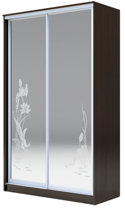 Шкаф двухдверный 2400х1362х620 два зеркала, "Цапли" ХИТ 24-14-66-01 Венге Аруба в Заводоуковске - изображение