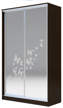 Шкаф 2-х створчатый 2400х1362х620 два зеркала, "Бабочки" ХИТ 24-14-66-05 Венге Аруба в Заводоуковске - изображение