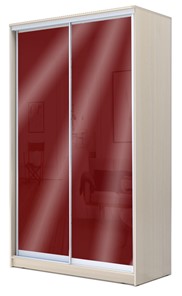 Шкаф 2-х дверный 2200х1200х420 с цветным стеклом ХИТ 22-4-12-22 Бургунд 312, Дуб млечный в Тюмени - предосмотр