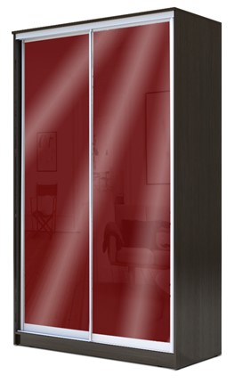 Шкаф 2-х дверный 2200х1200х420 с цветным стеклом ХИТ 22-4-12/2-22 Бургунд 312, Венге в Тюмени - изображение