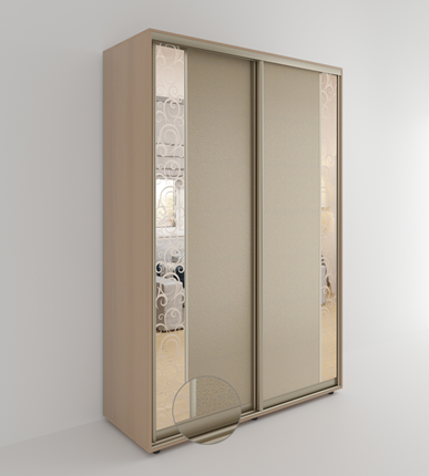 Шкаф 2-х дверный Акцент-Вера 2-КС (Эко кожа Лоза, спирали) 2303х1200х600, Дуб молочный в Тюмени - изображение