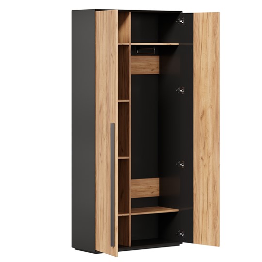 Шкаф для прихожей 2-дверный Неаполь ЛД.134050.000 (Черный/Дуб Золотой) в Заводоуковске - изображение 1
