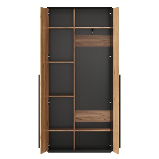 Шкаф для прихожей 2-дверный Неаполь ЛД.134050.000 (Черный/Дуб Золотой) в Заводоуковске - изображение 2