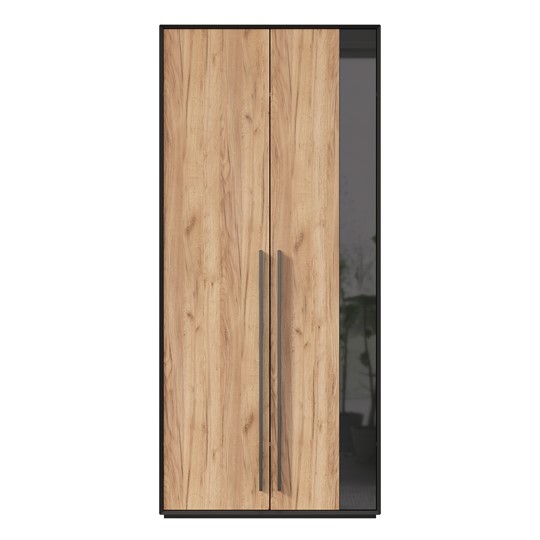 Шкаф для прихожей 2-дверный Неаполь ЛД.134050.000 (Черный/Дуб Золотой) в Заводоуковске - изображение 3