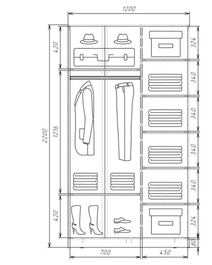 Шкаф-купе 2-х дверный Хит-22-12-22 с цветным стеклом, средне-серый 074, Дуб крафт белый в Заводоуковске - изображение 2