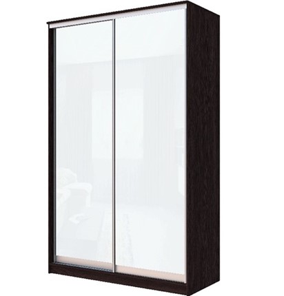 Шкаф 2-х дверный Хит-22-14-22 с цветным стеклом, белое №10, Венге в Тюмени - изображение
