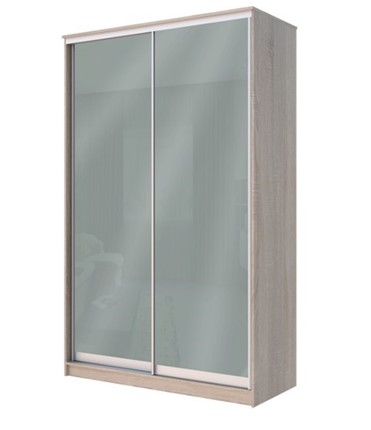Шкаф 2-х дверный Хит-22-14-22 с цветным стеклом, средне-серый 074, Дуб сонома в Заводоуковске - изображение