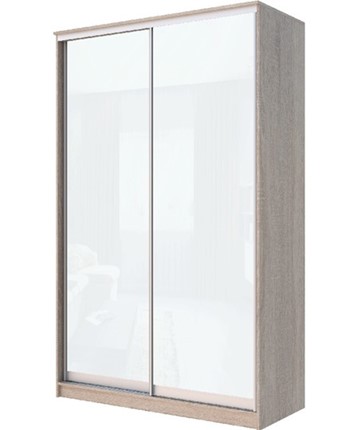 Шкаф 2-х дверный Хит-22-15-22 с цветным стеклом, белое №10, Дуб сонома в Тюмени - изображение