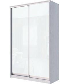 Шкаф 2-х дверный Хит-22-17-22 с цветным стеклом, белое №10, Ясень анкор светлый в Тюмени
