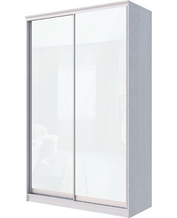 Шкаф 2-х дверный Хит-22-17-22 с цветным стеклом, белое №10, Ясень анкор светлый в Тюмени - изображение