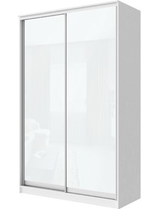 Шкаф 2-х створчатый Хит-22-4-12-22 с цветным стеклом, белое №10, Белый корпус в Заводоуковске