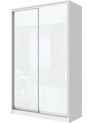Шкаф 2-х створчатый Хит-22-4-12-22 с цветным стеклом, белое №10, Белый корпус в Заводоуковске - изображение