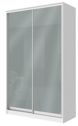Шкаф 2-х створчатый Хит-22-4-12/2-22 с цветным стеклом, средне-серый 074, Белый в Тюмени - изображение