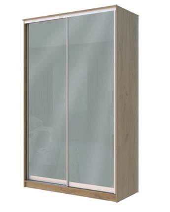 Шкаф 2-х створчатый Хит-22-4-12/2-22 с цветным стеклом, средне-серый 074, Дуб крафт золотой в Тюмени - изображение