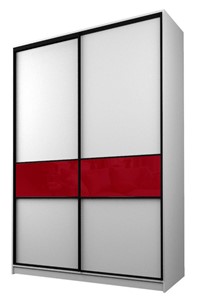 Шкаф 2-х дверный MAX МШ-23-6-16-99, Профиль Черный/Цвет Белый/Стекло с пленкой Oracal бургунди в Заводоуковске
