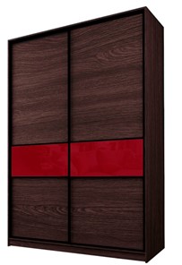 Шкаф 2-х дверный MAX МШ-23-6-16-99, Профиль Черный/Цвет Венге/Стекло с пленкой Oracal бургунди в Тюмени
