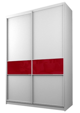 Шкаф 2-х дверный MAX МШ-23-6-18-99, Профиль Белый/Цвет Белый/Стекло с пленкой Oracal бургунди в Тюмени - изображение